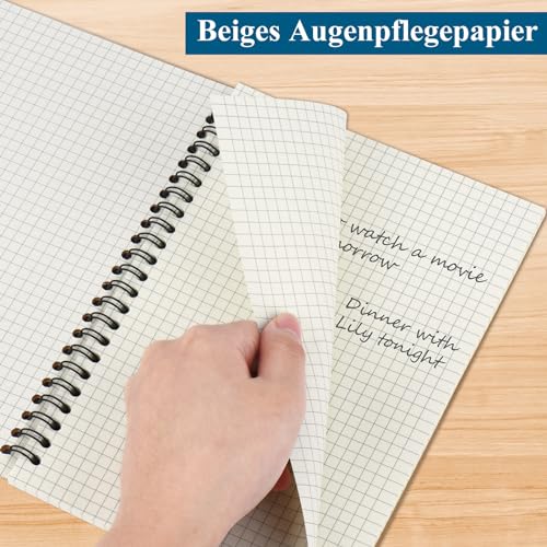 ZCZN Notizbuch A5 kariert, 6 Stück Spirale Notizblock, 60 Blatt, Heft für Büro und Schule