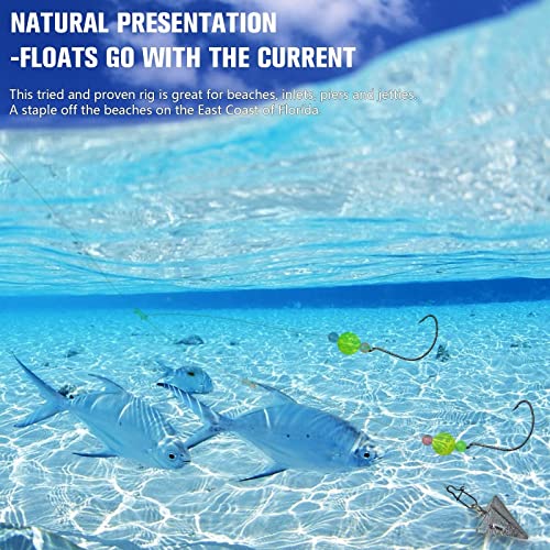 Dovesun Pompano Rigs For Surf Fishing Pompano Floats Pre Rigged-Pompano Rigs Fishing Rigs Shape A-Round-12Pcs #TOP4
