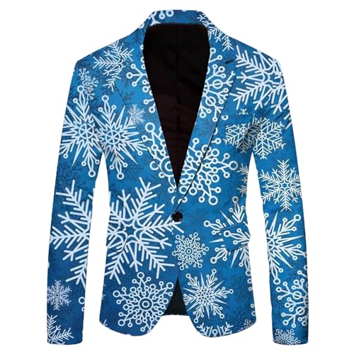 Veste de costume imprimé Noël slim fit homme bleu ciel XL