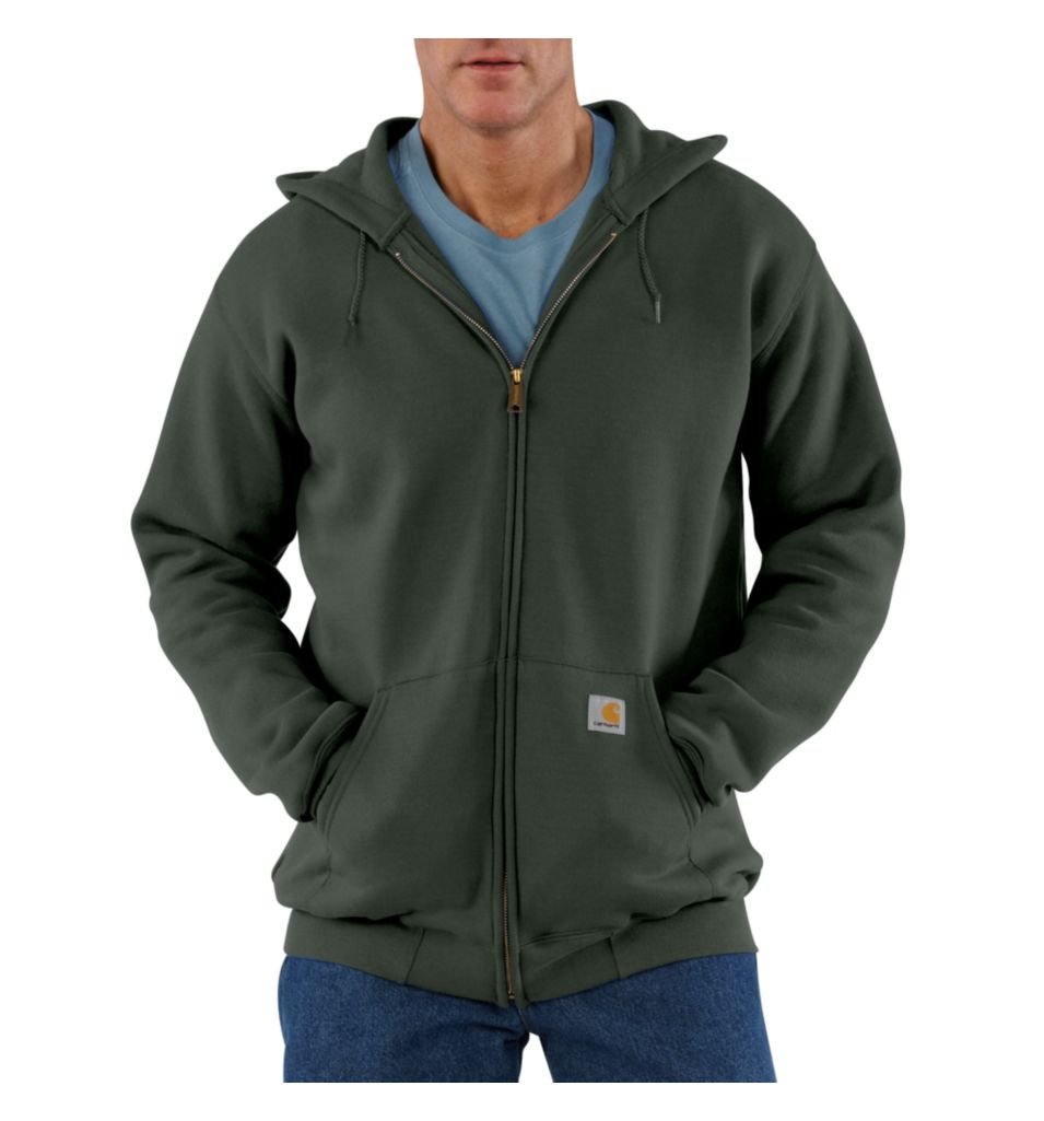Carhartt Men's Olive Midweight Hooded Zip-Front Sweatshirt, Large