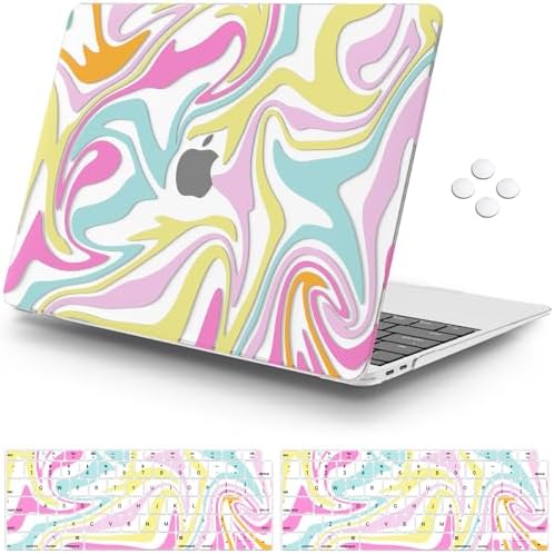 ICasso MacBook Air 13 Zoll Hülle 2020-2018 – Buntes Design Mit Tastaturabdeckung & Displayschutz