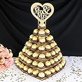 Mr & Mrs Chocolate Display Stand Wedding Centerpiece, Heart Tree Tower Decor, Love Shape Wooden Chocolate Display Shelf for Bride to Be Engagement Anniversary Valentine's Day Decoration
