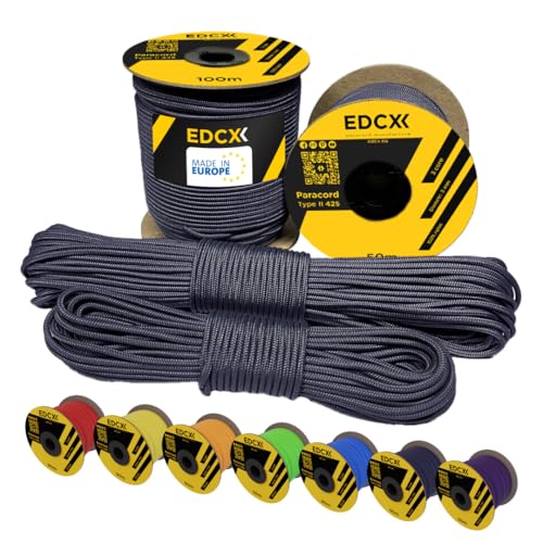 EdcX 3 mm Nylon Paracord 425 (15, 30, 50 and 100m) – 3 mm Type II, 100% Nylon Rope, 3 Strand Rope, 3 mm Nylon Rope in Many Colors (Navy Blue, 15 m)