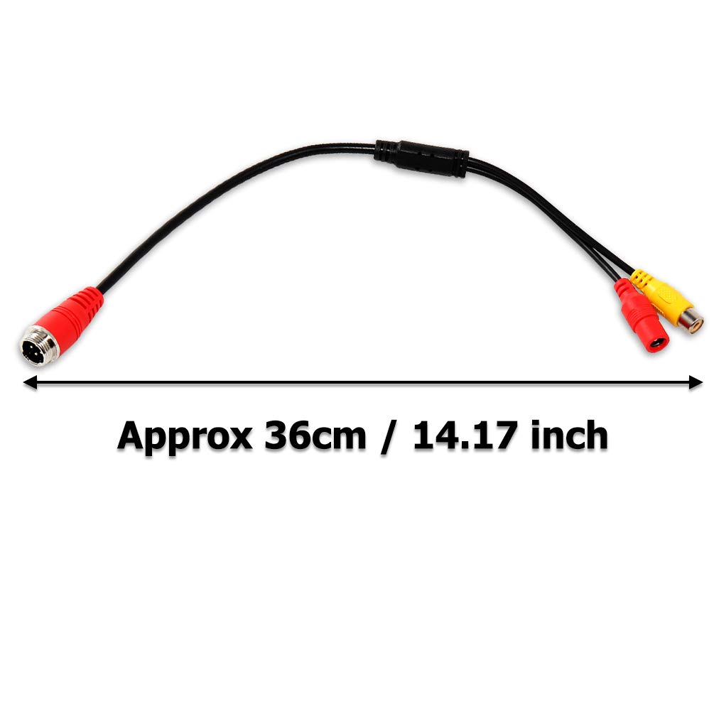 EWAY 4 Pin Aviation Extension Cable (50FT/15M) Backup Camera Cord Car Video 4PIN Aviation Connector Wire & Pin Aviation Male Plug to RCA Video Cable Female Adapter, RCA to M12 4 Pin Aviation Monitor