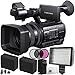 Sony HXR-NX100 HD NXCAM Camcorder 10PC Bundle. Includes 2 Replacement F970 Batteries + AC/DC Rapid Home & Travel Charger + 3PC Filter Kit (UV-CPL-FLD) + 160 LED Video Light + Microfiber Cleaning Cloth