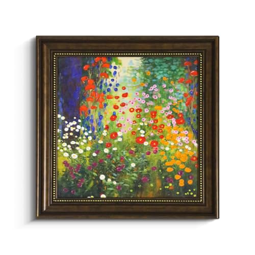 阪画屋正規品 クリムト 「農家の庭」 手描き風 アートパネル アートボード 玄関 壁画 壁掛け 壁飾り 部屋飾り 飾り絵 絵 絵画 油絵 ソファの背景画 インテリア 現代 モダン フレーム 額付き 木枠付きの完成品 木目調 キャンバス 風水 風景画 プレゼ