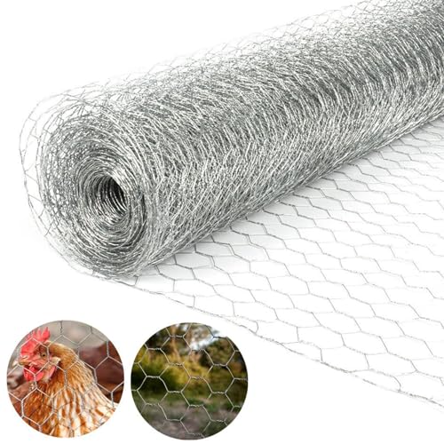 Galvanised Chicken Wire Mesh Fence Net Rabbit Netting Fencing Cages Runs Pens Hexagonal Garden Wire Netting Fence Anti-Rust for DIY Craft and Garden Protection