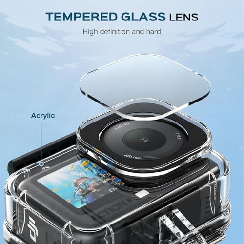 Image of ADOFYS Action 6 Waterproof Case for DJI Osmo Action 6 Camera, with Anti-Fog Underwater Housing Shell Cage Supports 60M /196FT Deep Diving Scuba Snorkeling Swimming with Quick Release Screw.