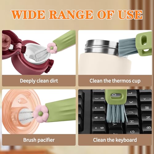 Image of Wanme 3 in 1 Cup Lid Gap Cleaning Brush Set, Multifunctional Bottle Cleaning Brush, Cup Lid Gap Cleaner, Home Kitchen Crevice Brush Tools