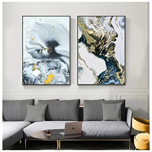 Lienzo de río abstracto en acuarela de 60x80cm juego de 2 pósteres modernos sin marco