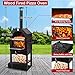 EDOSTORY Outdoor Pizza Oven, Wood Fired for Outside, Patio Maker With Stone, Peel, Grill Rack, and Waterproof Cover for Backyard Camping