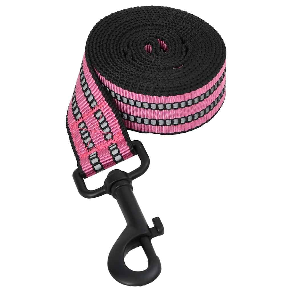 Pettorina con Guinzaglio e Collare Regolabile in Poliestere Rosa L 4 Cinghie Riflettente con Maniglia di Sicurezza per Cuccioli e Animali Domestici Ideale per Allenamento e Passeggiata