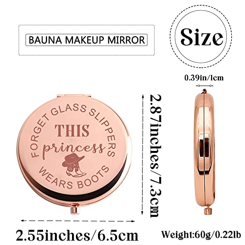 Espejo de maquillaje de bolsillo redondo estilo vaquero miniatura 2