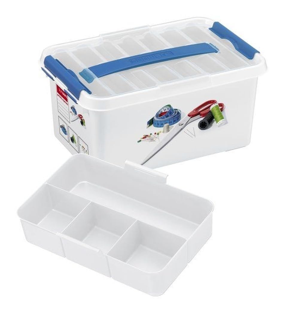 Sunware Q-Line Sewing Box 6 Litre With Insert White Blue colour