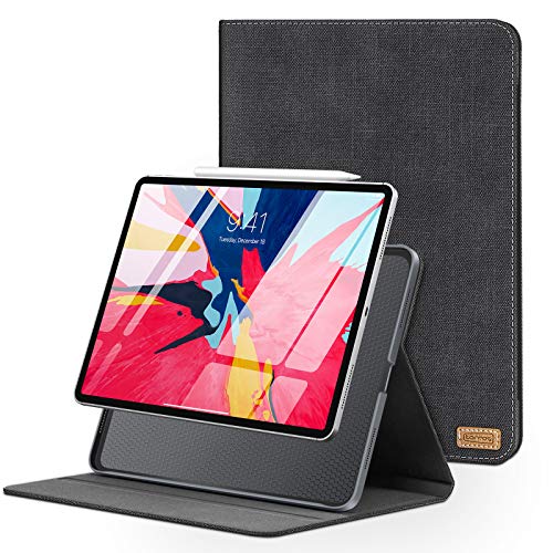 TORRAS iPad Pro 12.9 case, Slim fit Flip Folio Leather iPad Pro Case for iPad Pro 3rd Generation [Auto Sleep/Wake] [iPad Pencil Charging], Space Black