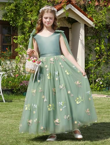 Flower Girl Dress Sleeveless Satin Princess Dress for Birthday Wedding Party Formal Pageant Dresses for Girls4