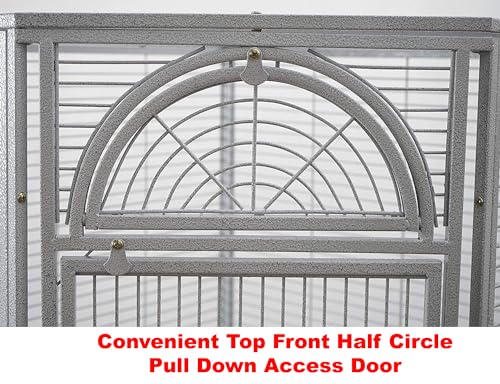64" Extra Large Corner Flight Bird Parrot Cage for Cockatiel Parakeet Budgies Parrot with Around Metal Seed Skirts, Tight 1/2-Inch Bar Spacing (BlackVein)