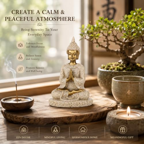Estatua Buddha de piedra pequeña para decoración zen miniatura 4