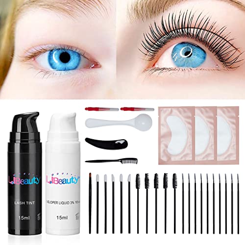 Libeauty Eyelash Color Kit, Black Lash Color Kit, Eyelash and Eyebrow Color Kit, Semi-Permanent Lasting 6 Weeks, Keratin For Eyelash Perming/Lifting/Laminating