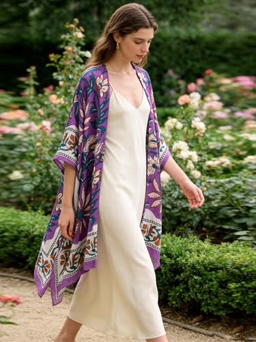 Image of Spicy Sandia Kimonos for Women Floral Beach Cover Up Loose Swimsuit Bathing Suit Coverup Cardigan for Summer Swimwear