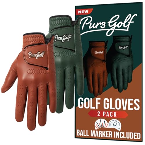 Pur3 Cabretta Leather Golf Gloves Men | 2 Pack Heritage Collection