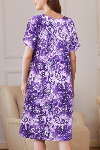 Image of Ekouaer Women Robe Zipper Front Mumu Duster Robes Zip Up Housecoat Soft Sleepwear with Pockets