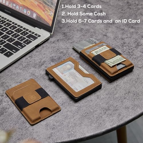 Wallet for Men, 2-in-1 Slim Wallet RFID Blocking, Smart Pop Up Card Holder Wallet Minimalist Magnetic Phone Wallet with ID Window2