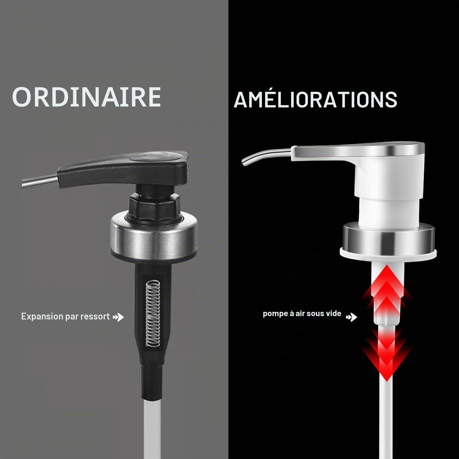 Lot de 4 distributeurs de pompe à sauce et sirop de café, bouteille en verre de 500 ml avec pompes en acier inoxydable et étanches de qualité alimentaire