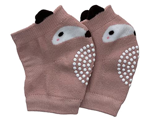 Baby Crawling Pads Anti-Slip Knee Protect Baby’s Knee for Crawling (1 Pair Pink Fox)
