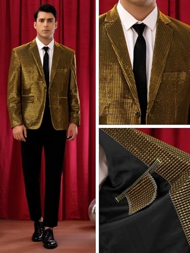 Lars Amadeus Shiny Tuxedo for Men's Blazer Disco Prom Party Wedding Metallic Dinner Suit Jackets4