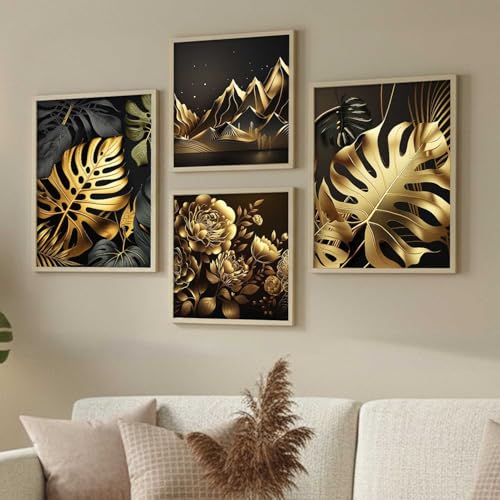 Image of kotart Aesthetic Modern Wall Decor Paintings with Frame for Home Decoration - Painting for Living Room Bedroom - Painting for Wall Decoration Set of 4 (Art 10, Big (13x17 or 13x13 inch))