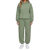 Womens Sweatsuits 2 Piece Set Comfort Plain Oversized Hoodie Jogger Sweatpants Set Matching Sweat Sets Fall Outfits