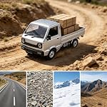 Remote Control Retro Pickup Camion avec lumières - WPL D12 1:12 Échelle RC Voiture Crawler, 2.4Ghz RTR Argent des véhicules hors route pour les adultes