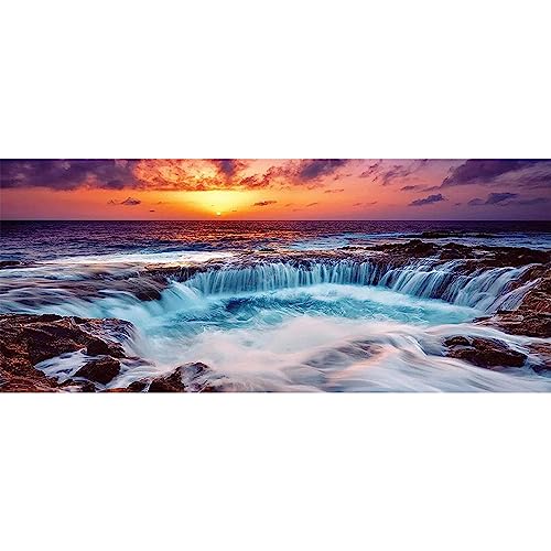 SHEGZHUC Waterfall Diamond Painting 50 x 110 cm Diamond Art Kits Waterfalls Stamped Cross Stitch Kits Sea Diamond Art Beach Diamond Painting Sunset Diamond Art Waterfall Scenery Diamond Art Landscape