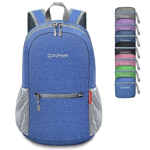 ZOMAKE 10L Kleiner Faltbarer Rucksäcke - Leichter rucksack für Outdoor Wandern Reisen und Fahrrad,Mini Daypack für Damen Herren Kinder und Jugendliche(Tiefblau)