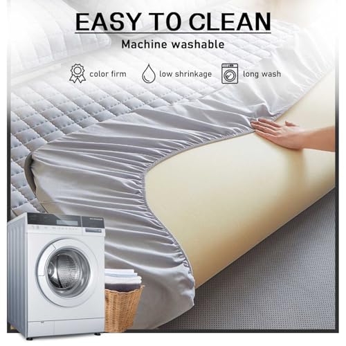 Sábana bajera ajustable y funda protectora de colchón de ajuste profundo, 180 x 220 cm, suave y perfecta para camas individuales/dobles, funda impermeable para una máxima protección