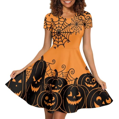 Image of Forchrinse Summer Dresses for Women Crew Neck Short Sleeve Midi Dress Casual Beach Vacation Sundress
