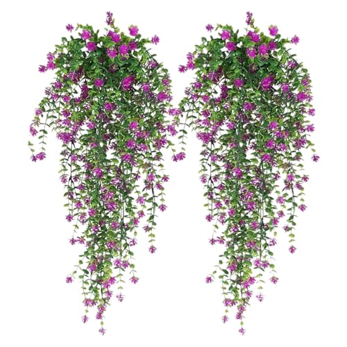 Genérico Plantas Colgantes Artificiales | Juego de 2 Hojas de Eucalipto Artificial - Decoración Realista Resistente a UV para Interior Cocina Dormitorio Baño Jardín Terraza Hogar Bodas