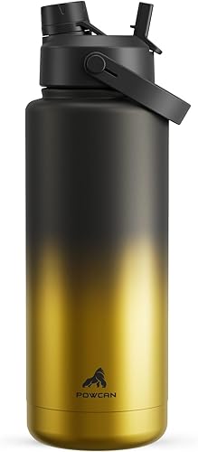 Miniatura 47 de POWCAN - Botella de agua térmica 2 en 1, sorbete y tapa con boquilla, antifugas, acero inoxidable sin BPA, apta portavasos automóvil, bebida fría 24