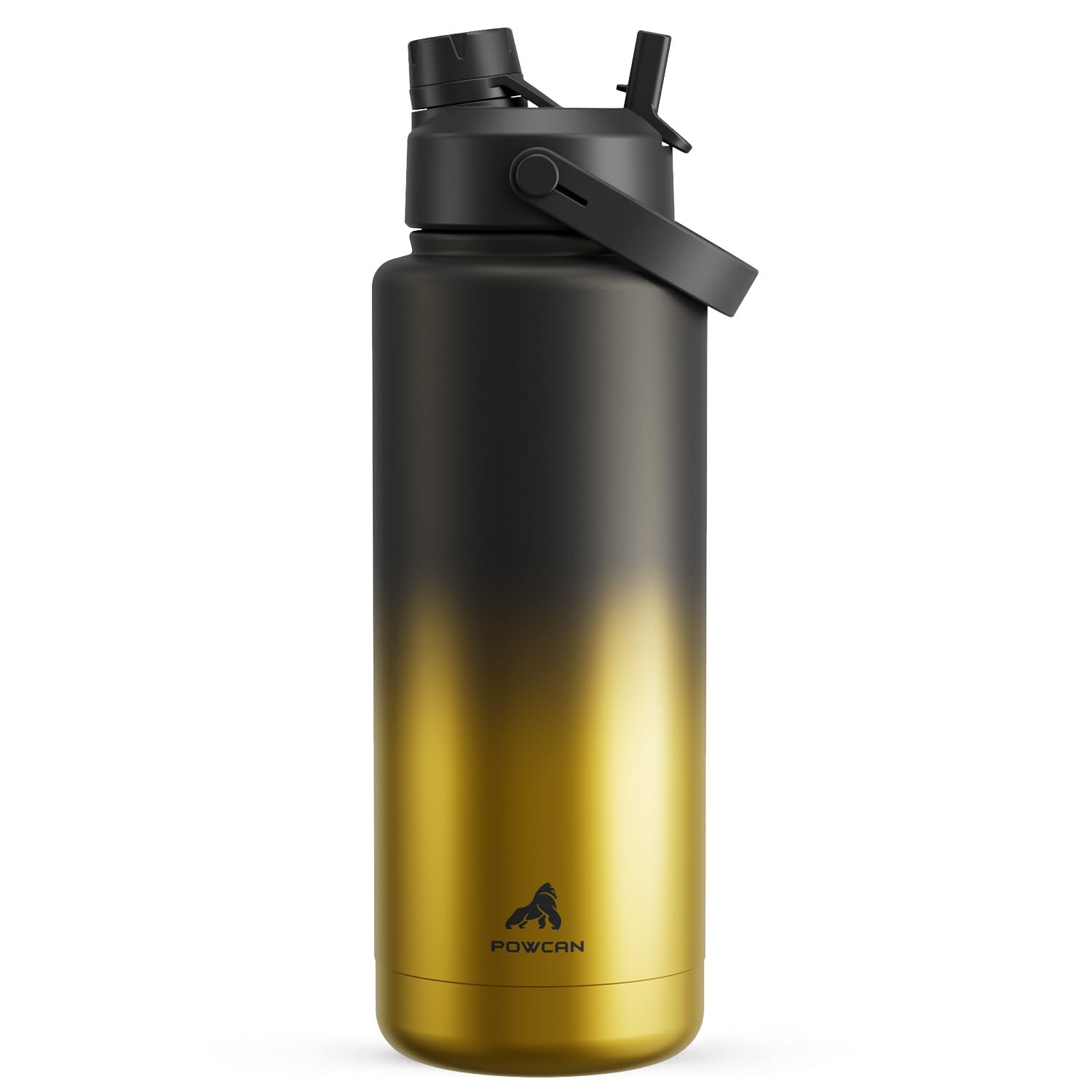 POWCAN 40 oz Insulated Water Bottle with 2-in-1 Straw and Spout Lid, Keep Cold 24H, Leak-Proof, BPA-Free, Double Wall Stainless Steel Water Bottle for Sports, Gym, Travel, Gift, and School (King)