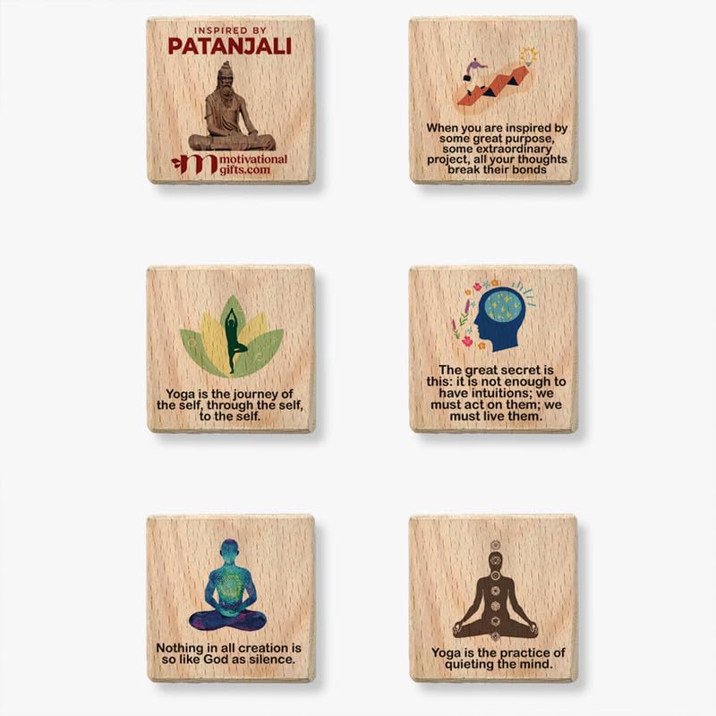 Image of MOTIVATIONAL GIFTS Inspirational Cube Patanjali Motivational Quotes Wooden Stylish Showpiece for Table Decor Office Home Decoration