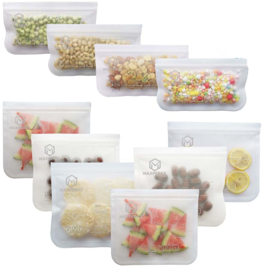 12-Pack Reusable Freezer Bags for Food Storage - Extra Thick Leak-Proof Plastic Ziplock Bags for Soup, Sandwich, Snack - BPA Free, 6 Medium, 6 Large Sealable