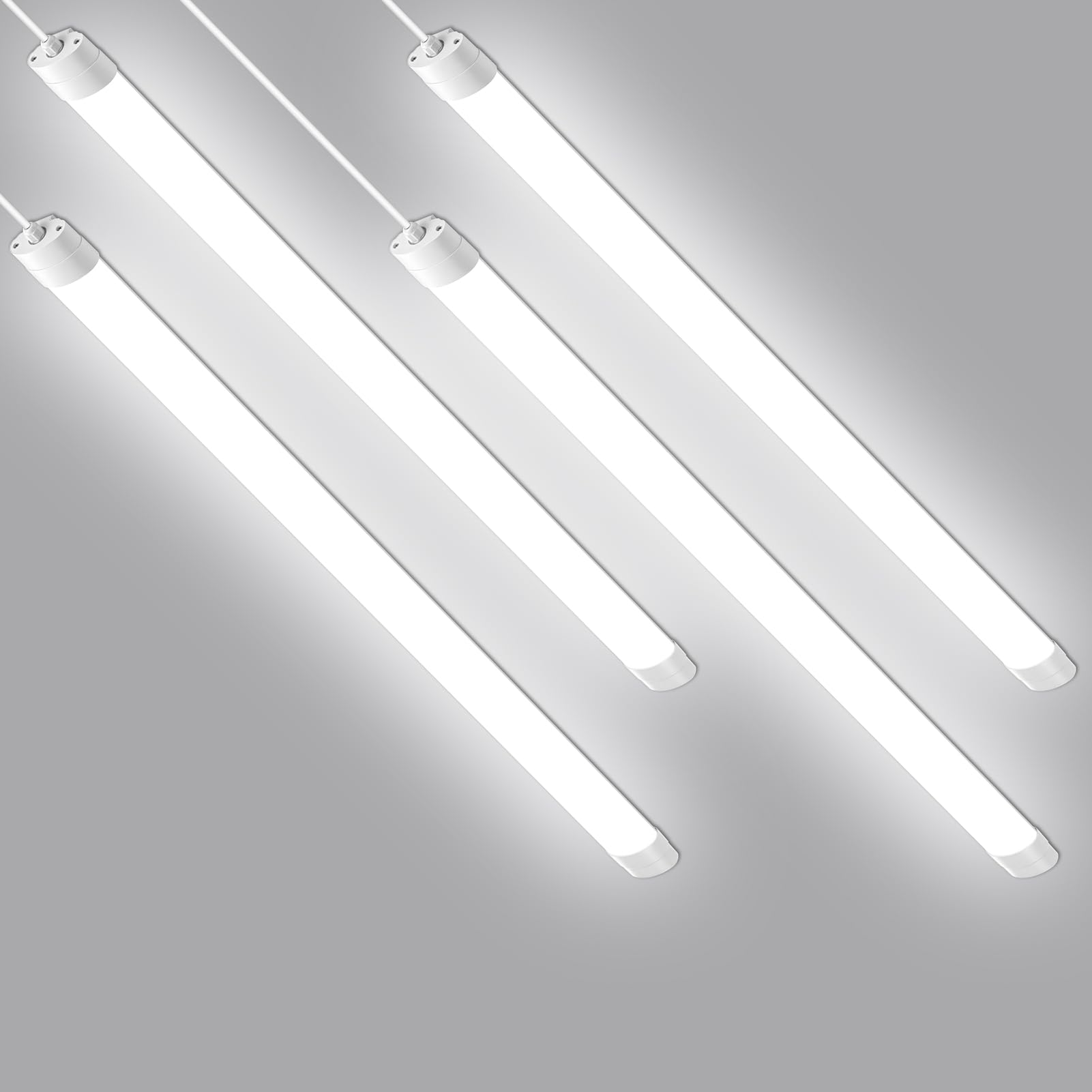 Bellanny 4Pcs LED Batten Lights, 5ft 50W Tube Light, 6500K Daylight Linear Ceiling Garage Lighting | IP65 Wall Lights, 120lm/W Fluorescent Replacement, Strip Lights for Home Workshop Office School Bar