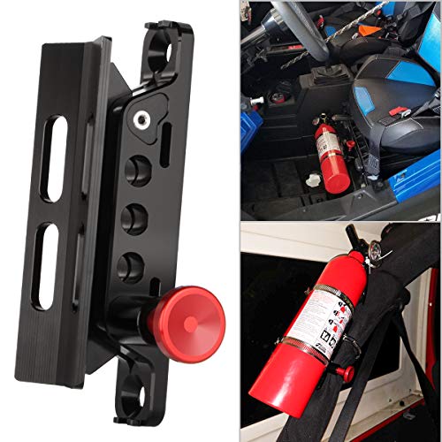 Adjustable Fire Extinguisher Mount Holder with 4 Clamps Quick Release Fire Extinguisher Bracket for Wrangler JK TJ CJ Rubicon JL UTV Polaris RZR Ranger (Aluminum)