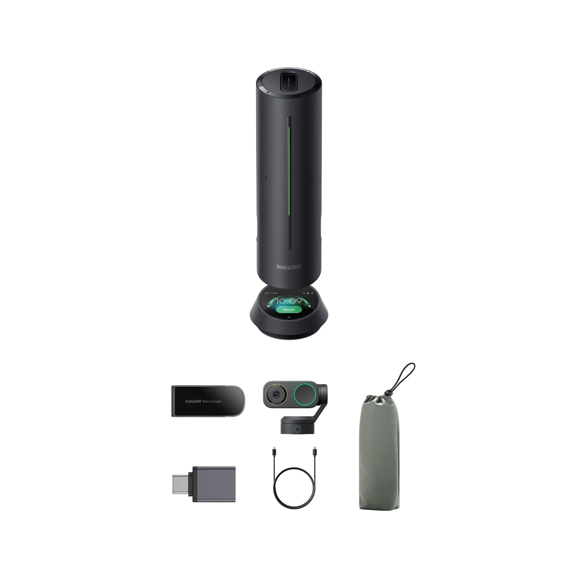Insta360 WaveLink Pro Bundle- Professional Speakerphone with AI Recording Suite,Voice Recorder, 8 Noise-Canceling Mics w/Beamforming, AI Transcript, 99 Languages, 32GB, Meetings(Wave+Link 2 Pro)