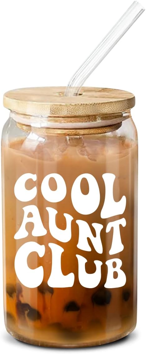 NewEleven Gifts For Aunt From Niece, Nephew - Cool Gifts For Auntie, Sister - Aunty Birthday Gift - Announcement, Promoted To Aunt - 16 Oz Coffee Glass
