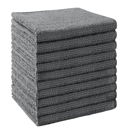 Image of UNIMADE Washcloths Bulk - 10 Pack - Face Towels (12 inch x 12 inch), Highly Soft Wash Cloths and Hand Towels, Fast Drying Multi-Purpose Microfiber Cleansing Cloths for Bathroom, Hotel, Spa, and Salon - Grey