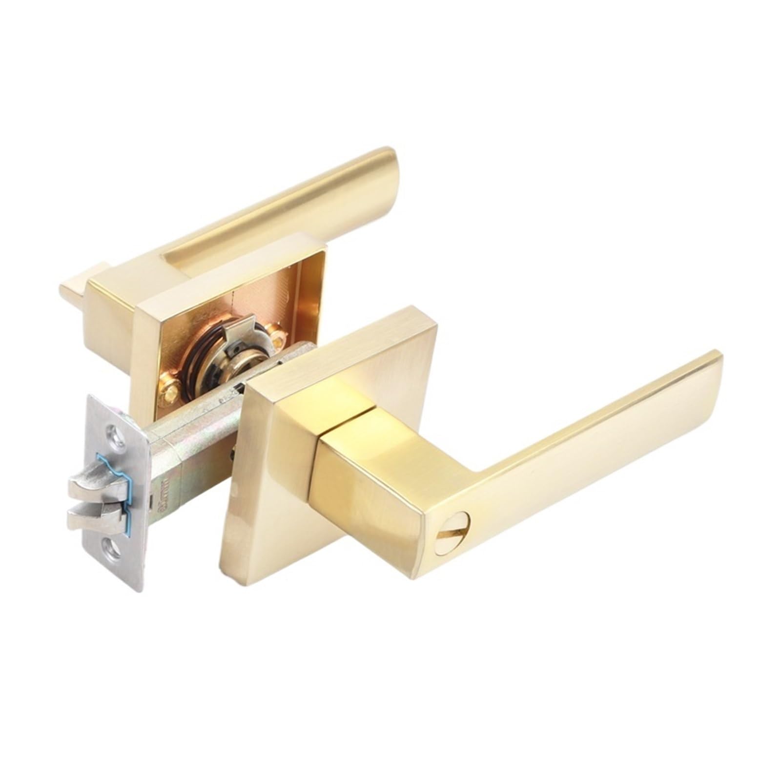 NYRXRYTCA American Three-Pole Lock Hotel Bathroom Door Lock Bedroom Privacy Lock Three-Pole Handle Lock Ball Lock(Brushed gold BK without key)