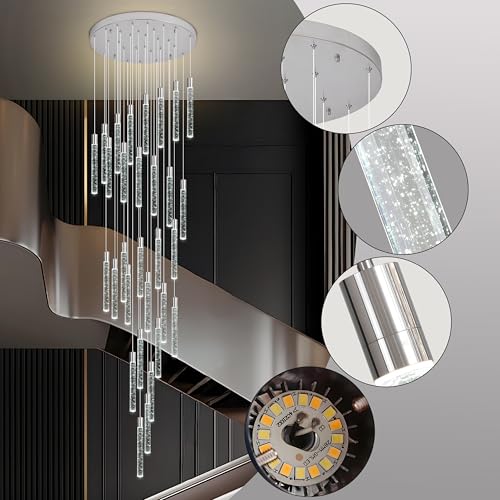 Image of 30-Lights Bubble Crystal Chandelier for Entryway High Ceiling,Chrome