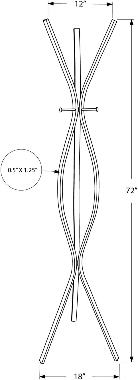 Monarch Specialties I Metal Coat Rack, 72"H, Silver
